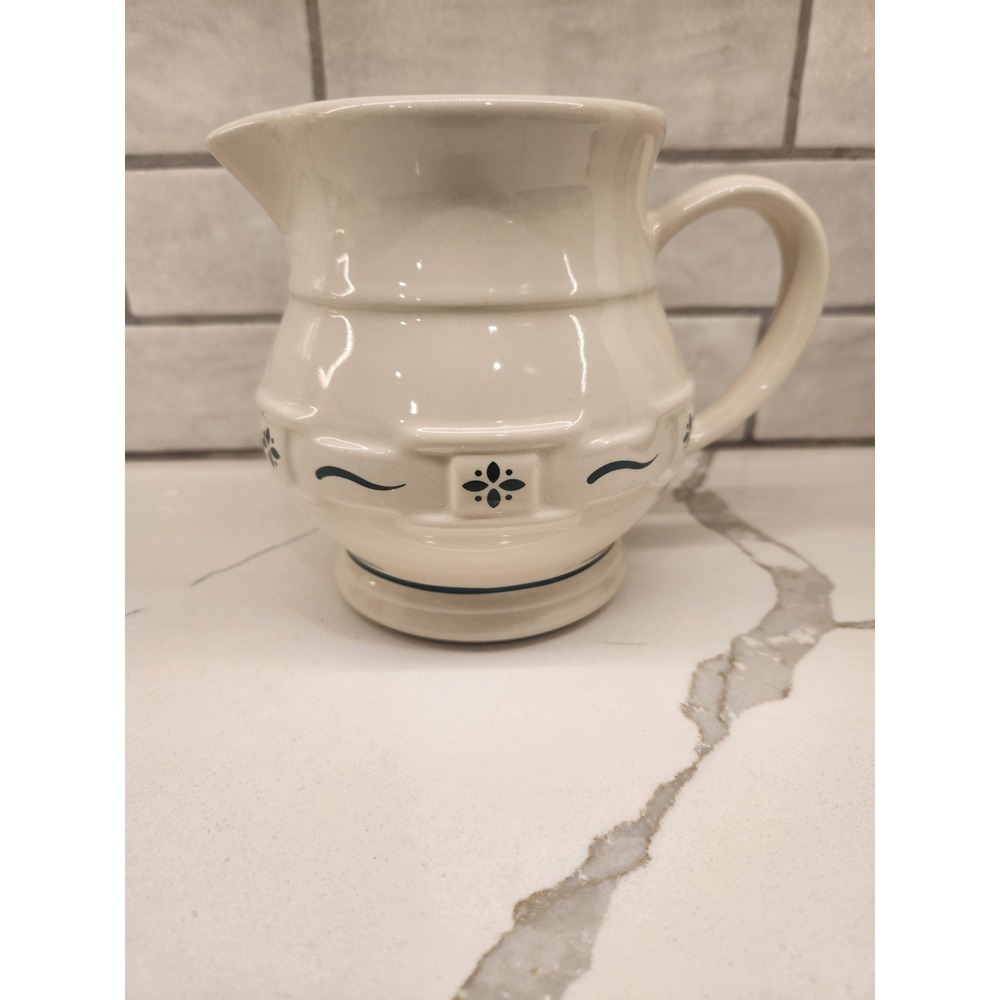 Vtg. Longaberger Pottery Woven Traditions Small Milk Juice Water Pitcher Green